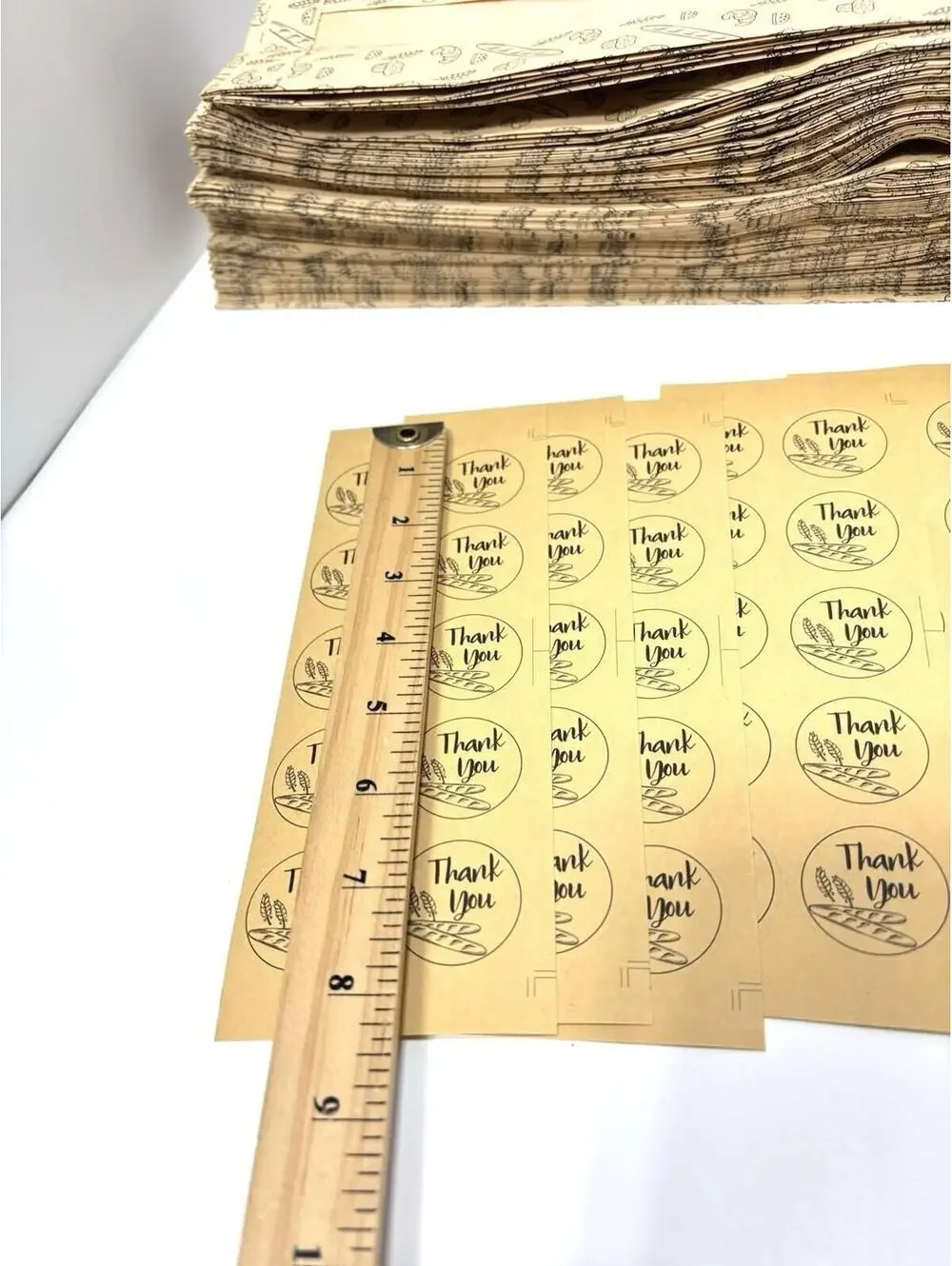 Bakery Bags Baguette Bread Design Clear Window 96pcs with 100 Thank You Stickers
